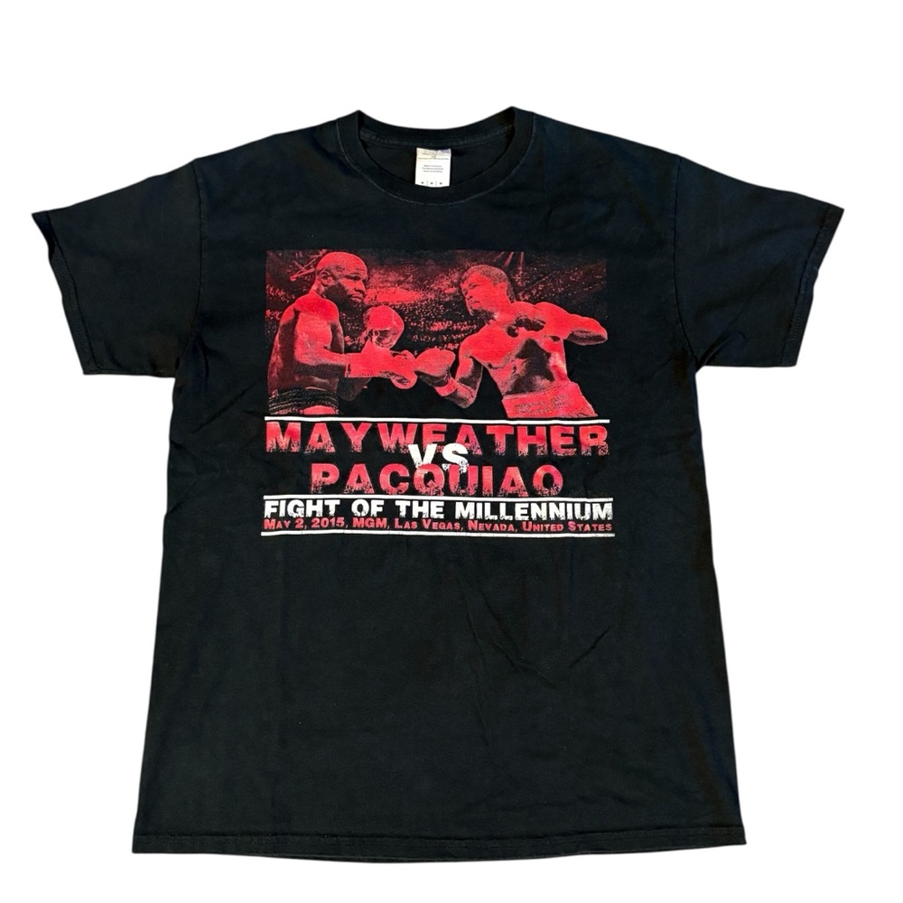 Mayweather vs Pacquiao Boxing Fight of the Millennium 2015 Black T-Shirt Medium